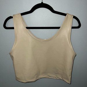 XL Tan Pleather Crop Top